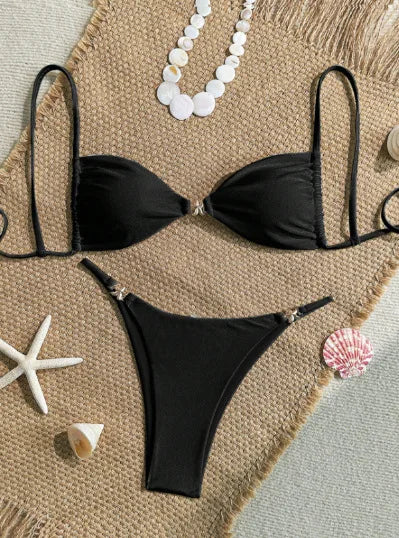 Sexy Triangle Mini Bikini Set Micro Thongs Solid Swimsuit Women Bathing Suit Biquini Bandage Beachwear Swimwear Thong Bikini