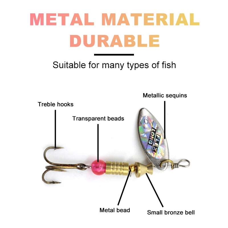 Metal Spoon Spinner Fishing Lure 10pcs Set Spoonbait Crankbaits Fishing Wobblers for Pike Crochet Kit Artificial Bait