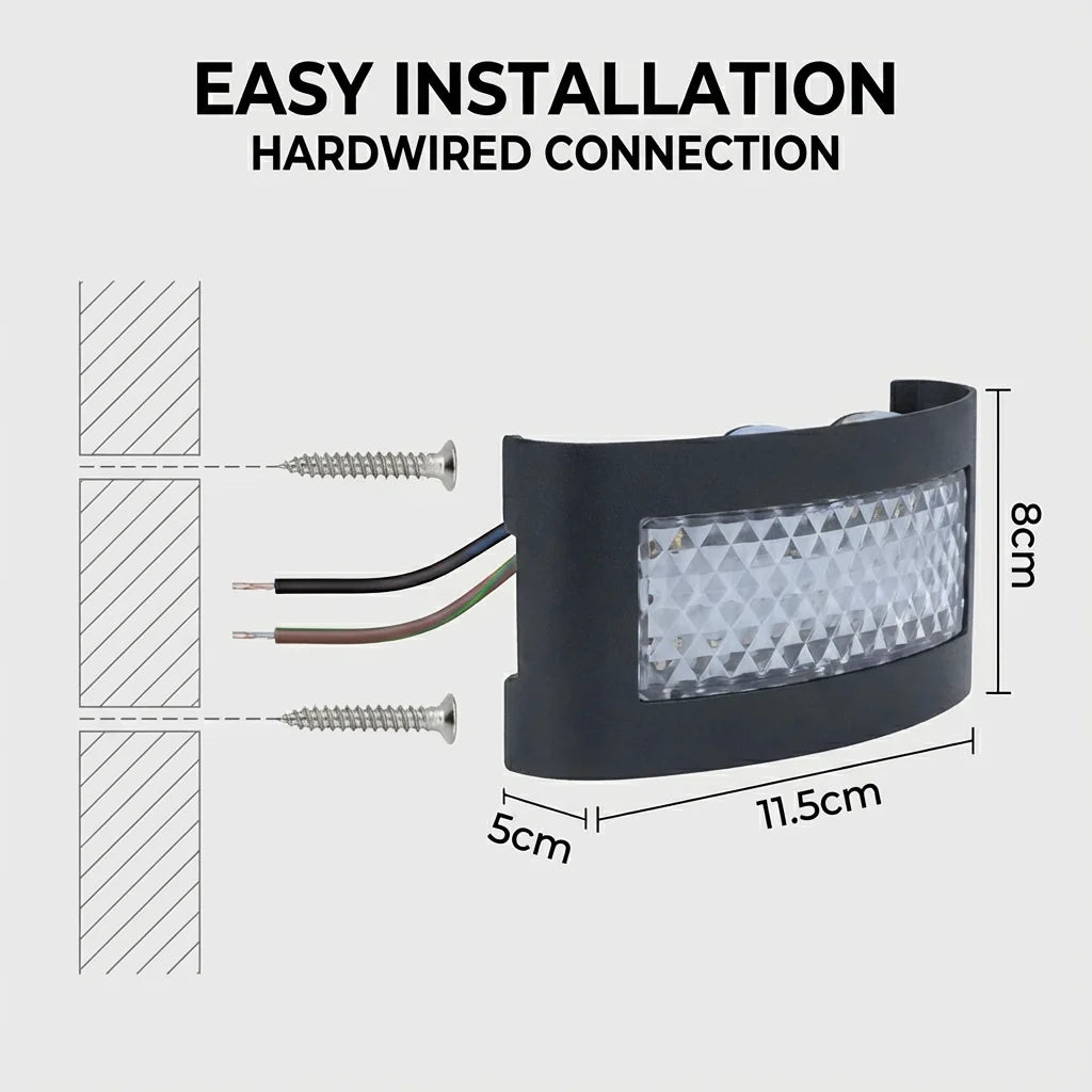 LED Vägglampa Aluminium – Varmvit 3000K, Svart, 7–11W, Vattentålig, Ute & Inne, 85–265V