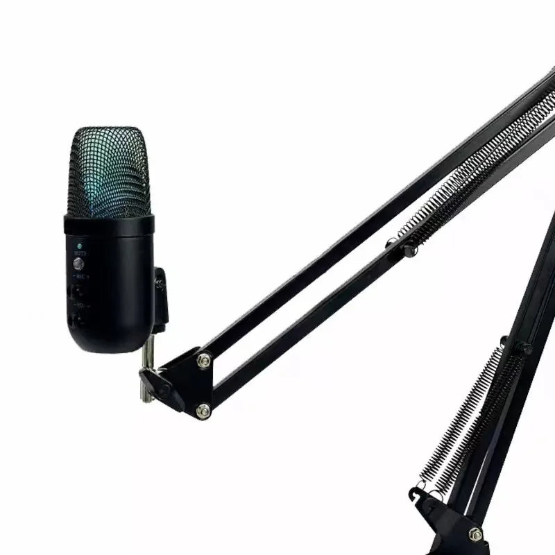 USB Gaming Microphone for PC Condenser Podcast Mic for Studio Recording Headphone Jack RGB Noise Cancellation with Mute Button