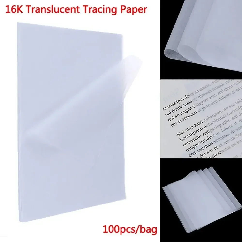 100Pcs A4 Tracing Paper Durable White Translucent Sketching Paper Drawing Copy Paper for Calligraphy Writing Drawing Art Supply
