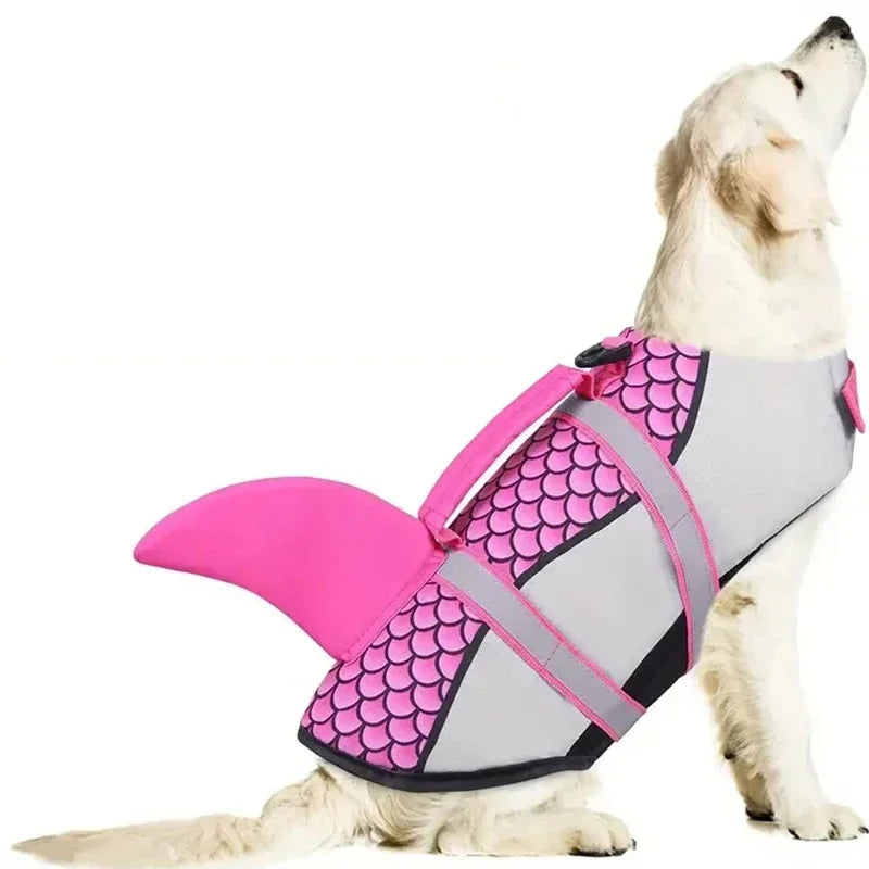 Shark Dog Life Jacket Enhanced Buoyancy Small Dogs Swimming Clothes Safety Vest with Handle for Medium Large Dog Surfing Costume