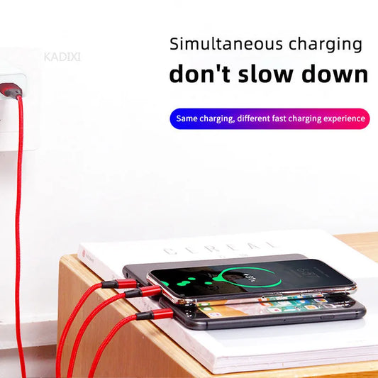 KADIXI 3-i-1 multi-laddkabel för iOS, Android och USB-C