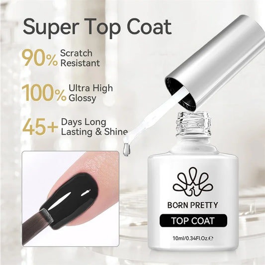 BORN PRETTY Super Top Coat och Base Gel Nagellack 10 ml
