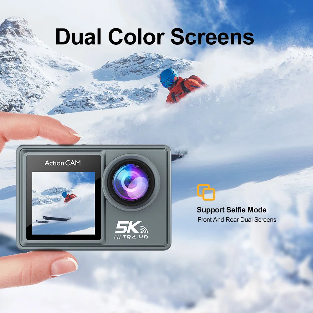 5K Action Camera 4K60FPS 2.0 Inch Touch Screen WiFi 170 ° Wide Angle 30M Waterproof Bicycle Motorcycles Sports Cameras