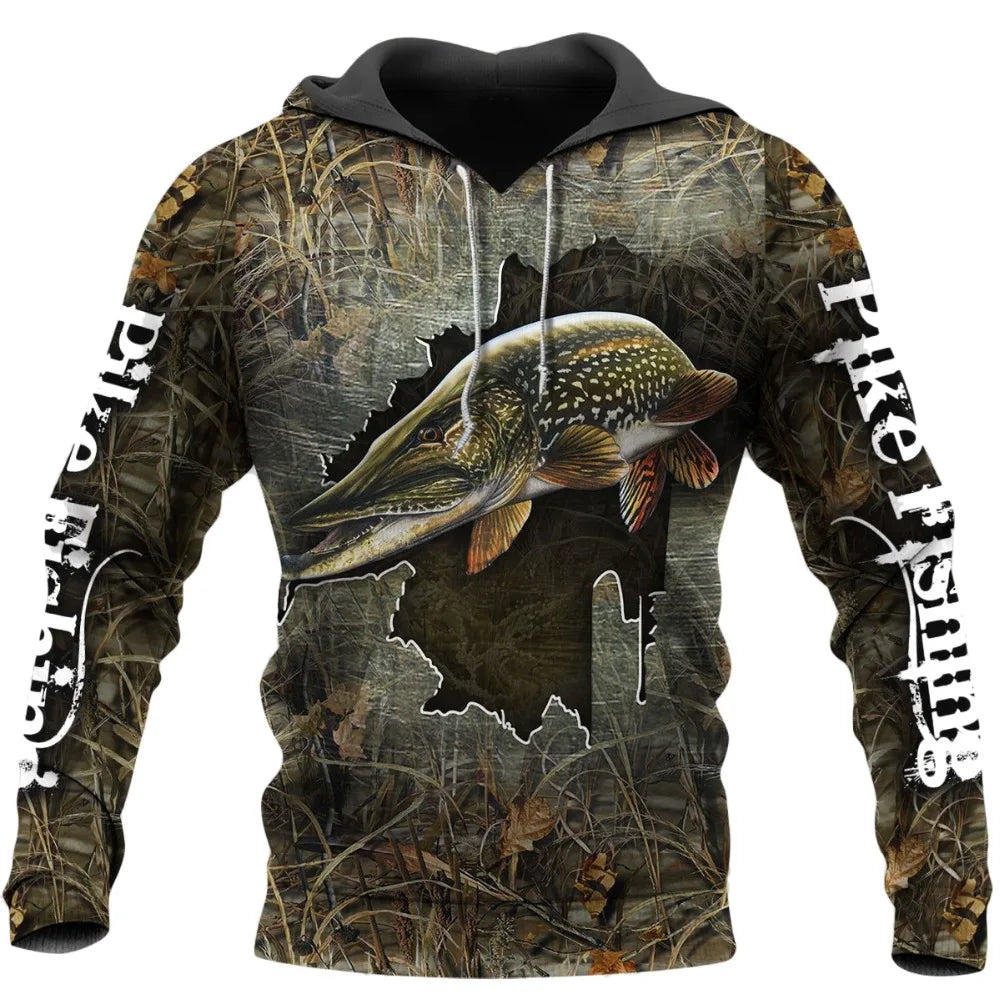 Men's Spring and Autumn Maple Leaf Camouflage 3D Printing Hoodie Outdoor Fishing Camping Hunting Clothing Women's Hooded Jacket