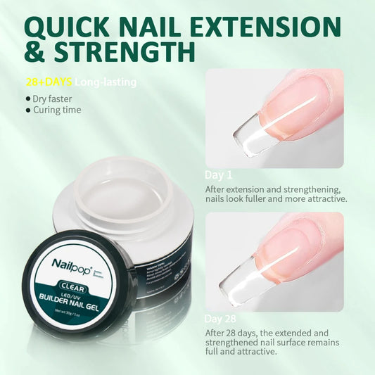 Nailpop Gel Builder Kit Pink Nude Clear 3 färger 1 set