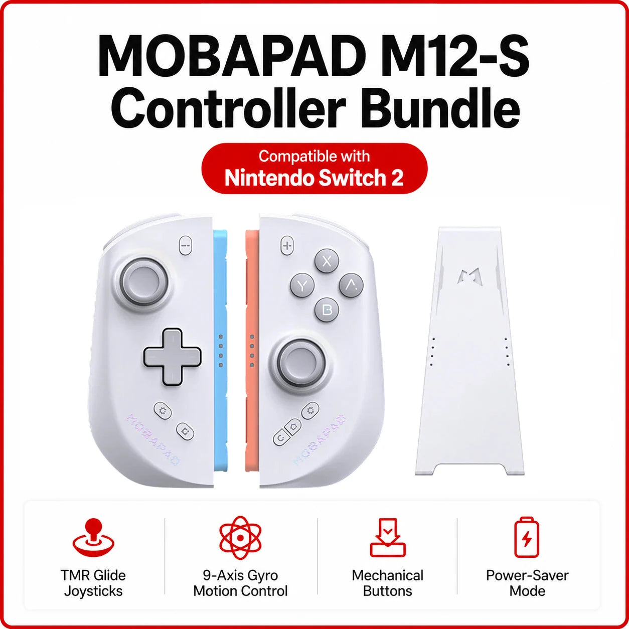 MOBAPAD M12 S Gaming Controller for Switch 2 with TMR Sticks, Mechanical Buttons, 9-Axis Gyro Motion Control, Power-Saver Mode