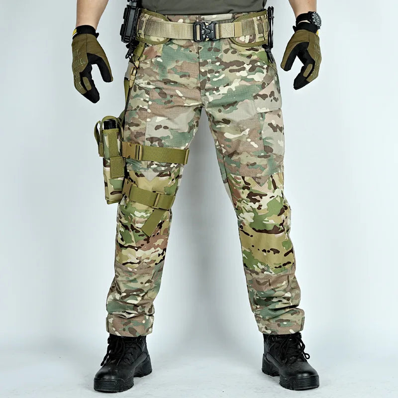 Raiders Tactical Pants Men's Summer Outdoor Work Pants with Multiple Pockets Camouflage Anti Tear Loose Casual Pants