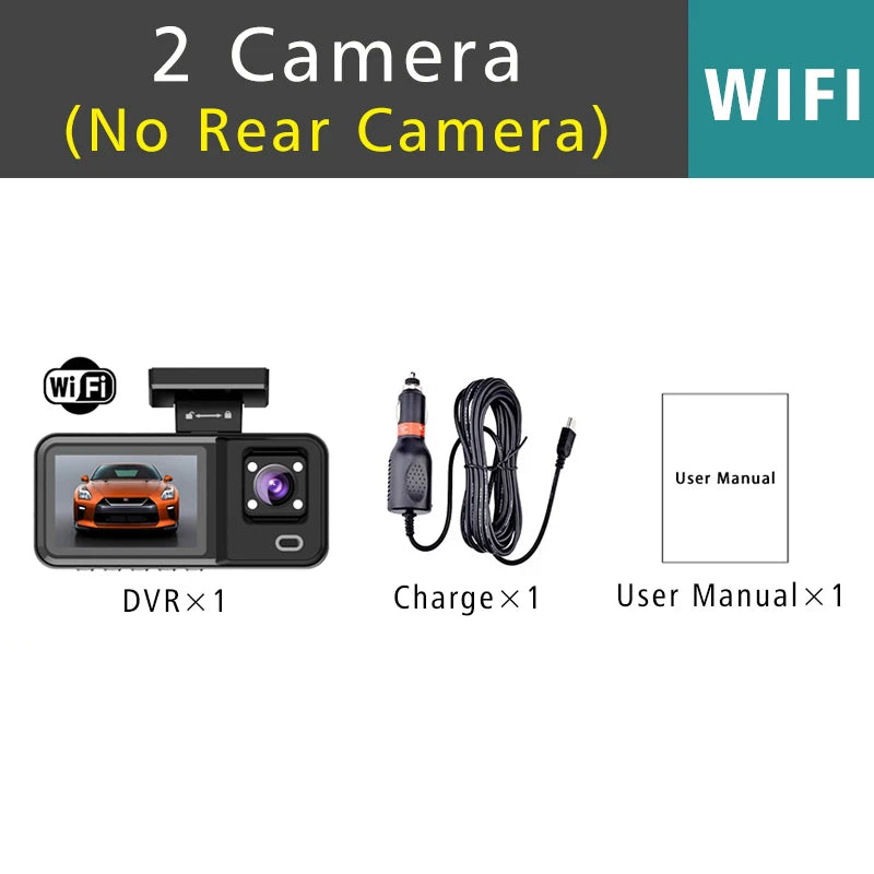 WIFI 3 Camera Dash Cam Cabin Car Dvr 1080P Interior Vehicle Three Way Channel Dvrs Recorder Video Registrator Dashcam Camcorder