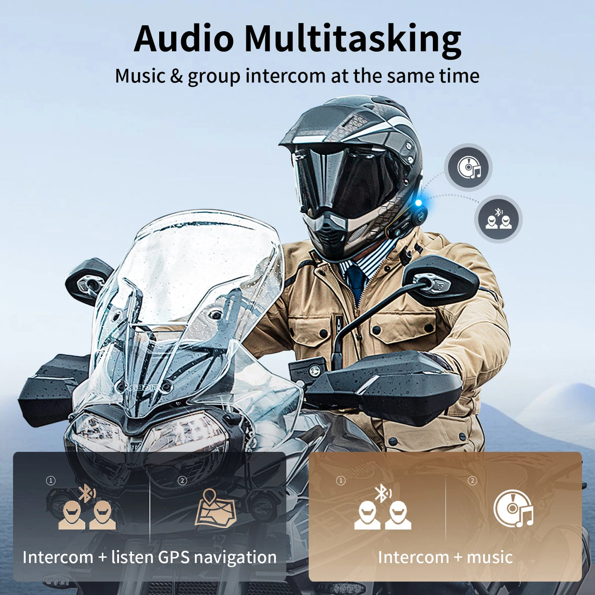 Fodsports FX8 Pro intercom för MC-hjälm – tvåpack med appstöd
