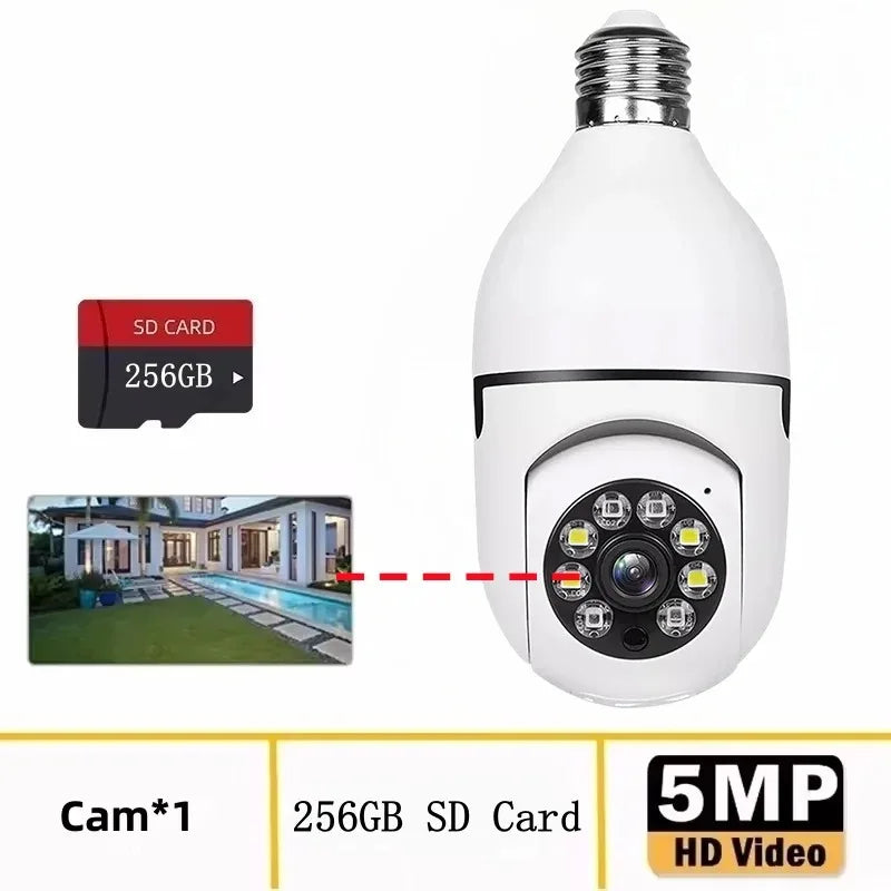 WiFi IP Camera E27 Bulb Cam 8MP Wireless Baby Monitor AI Tracking Security Video Surveillance Pet Cameras 5MP SmartLife Indoor