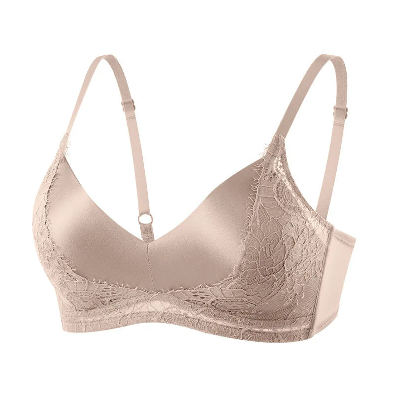 SuyaDream,Women Silk Bras, 93%Silk 7%Spandex, Wire Free, Lace Padded Bra, 2025 New Cozy Intimates, Black, White