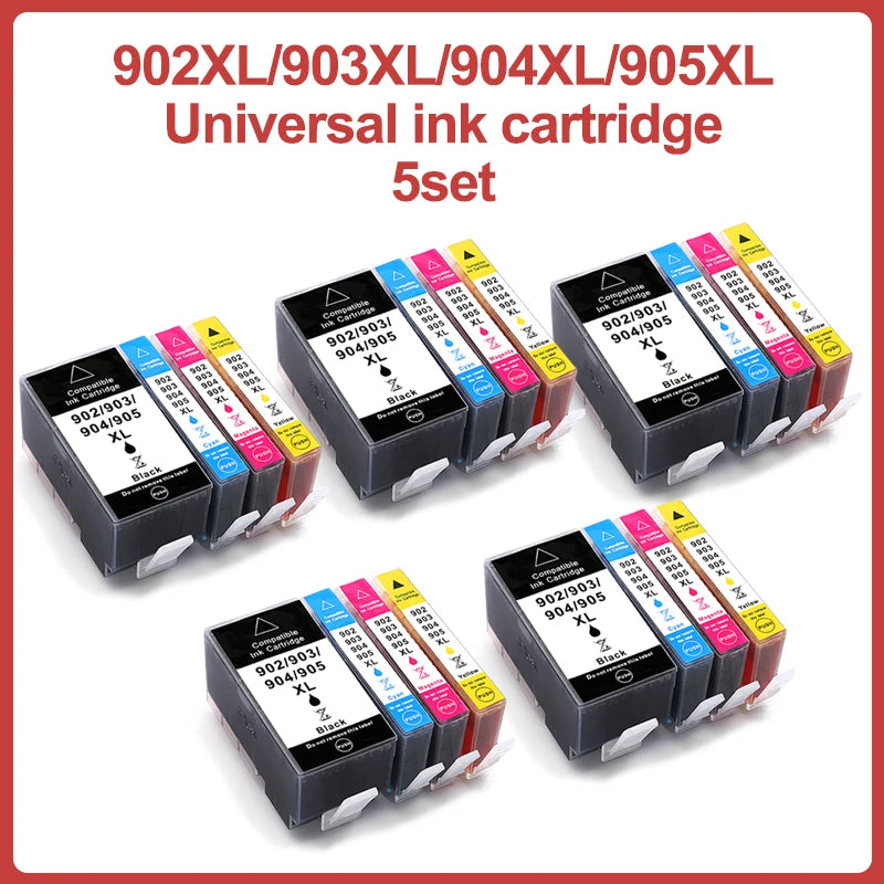 1~5 set 902XL 903XL 904XL 905XL HP903 HP905 bleckpatron kompatibel med HP Officejet Pro-skrivare