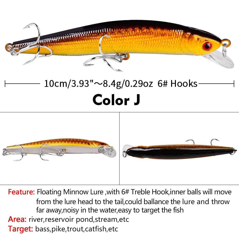 Floating Fishing Lure 8.4G 10CM Urgent Fishing Minnow Crank Lure Swinger Fishing Lure Set Processing Artificial Lure Kit