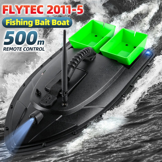 Flytec Fjärrstyrd Fiskebåt med Bete – 500 m Räckvidd, Dubbelmotorer, LED, GPS Tillval