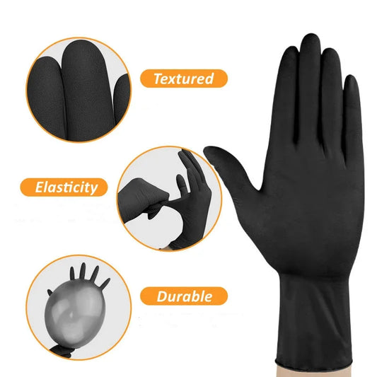Svarta Nitrilhandskar Engångs – Latexfria, S–XL, 10/20/50/100-pack