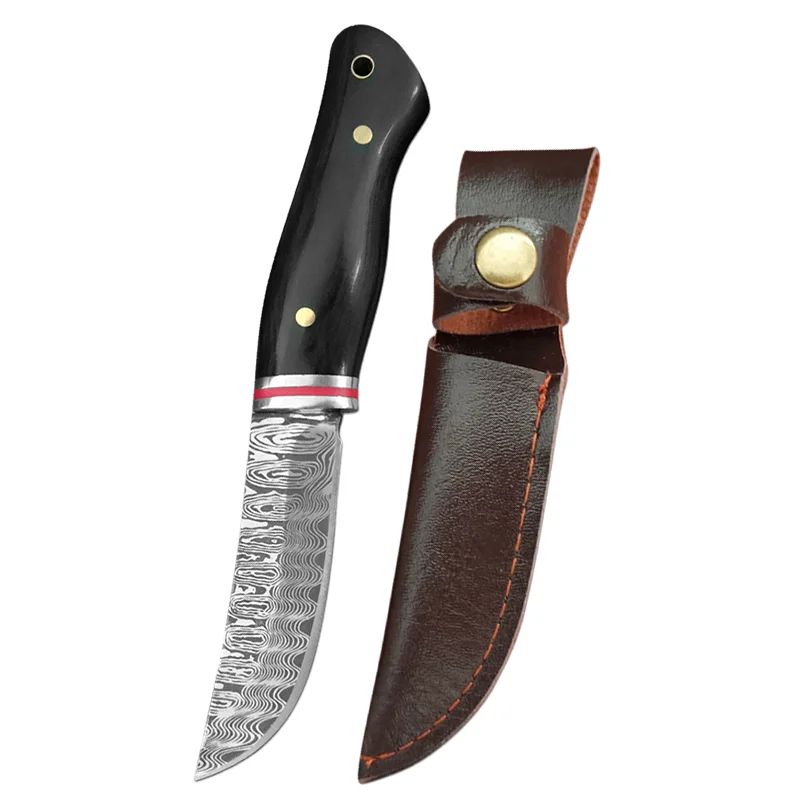 Damascus Pattern Outdoor Utility Knife Survival & Camping Knife Fishing BBQ Cutting Tools