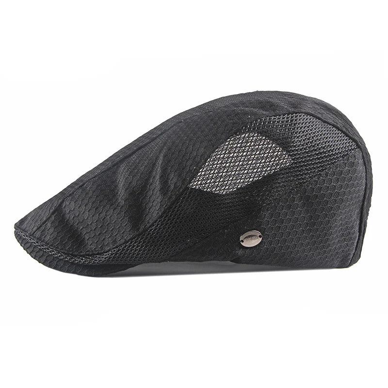 Summer Beret Hats for Man Forward Cap Women Hollow Mesh Breathable Flat Peaked Caps Fashionable Outdoor Cap Adjustable