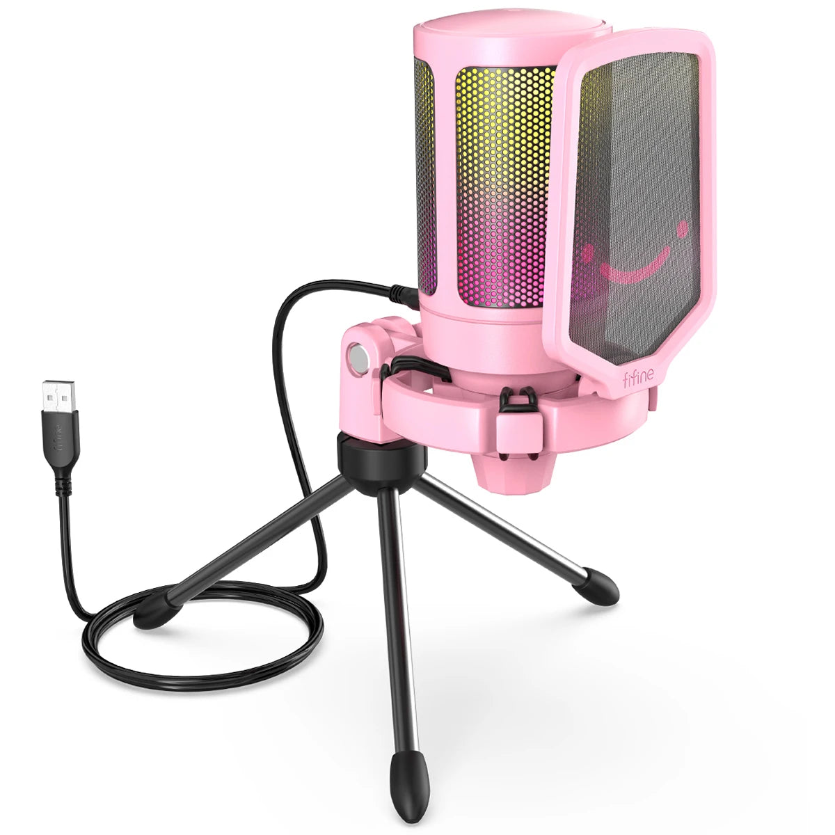 FIFINE AmpliGame A6V USB-mikrofon med RGB och puffskydd