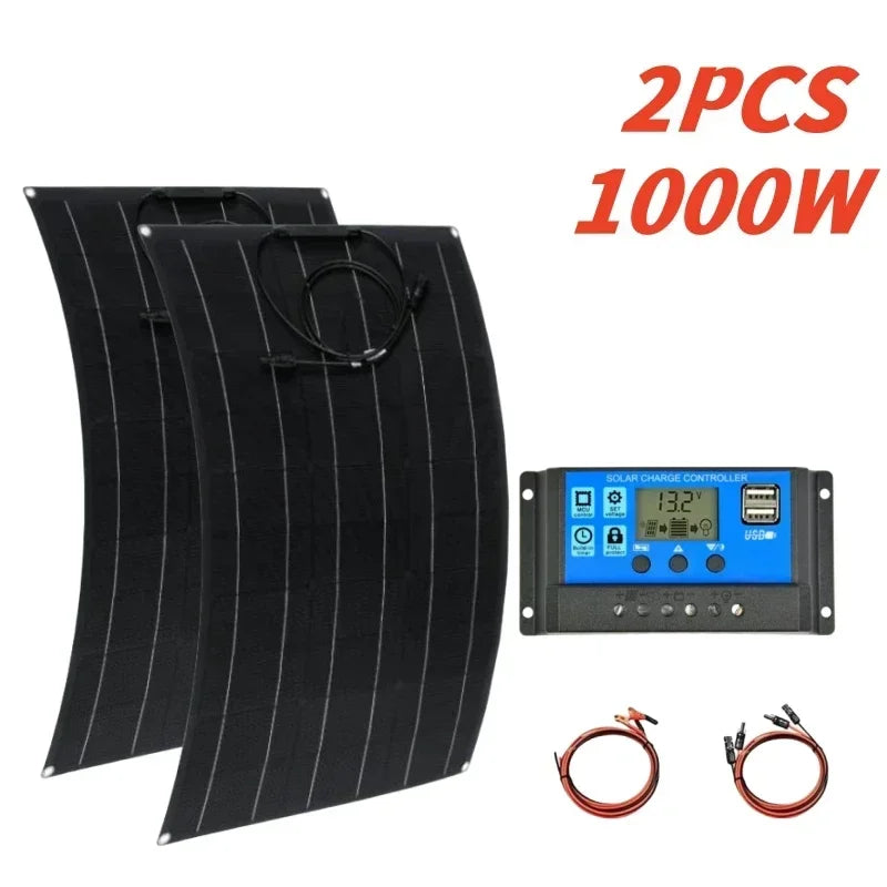 Semi-Flexibel ETFE Solpanel 500W–2000W – Lättviktig 18V/36V för Husbil Båt Camping Tak, 1–4 Paneler