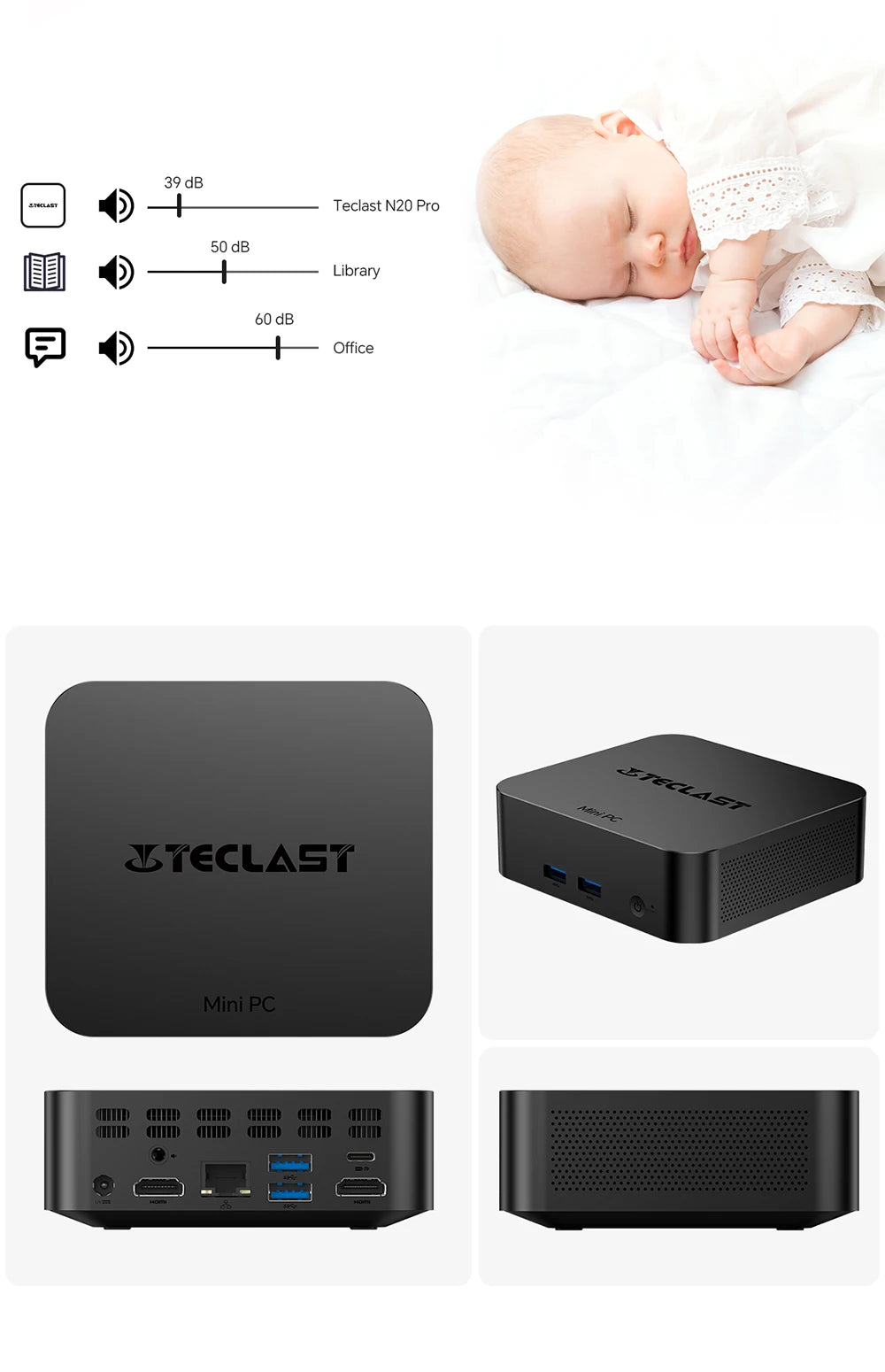 Teclast N20 Mini PC Intel N5095 11:e gen 16GB RAM 512GB SSD – 4K Windows 11 Pro WiFi 6 Kompakt Hemmakontor Desktop
