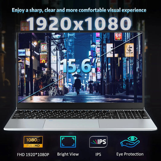 Ultratunn Laptop 15,6" Intel N95 16/32GB DDR4 Upp till 2TB SSD – Windows 11 Fingeravtryck Bakbelyst Numeriskt Tangentbord FHD