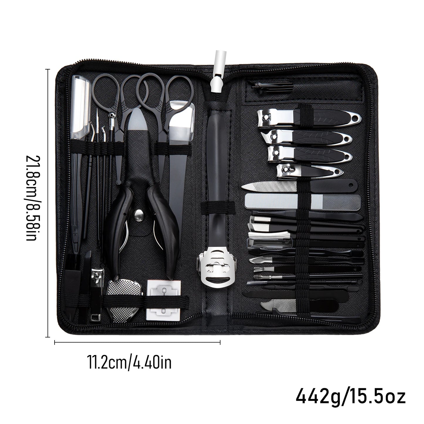 40Pcs Manicure Set Nail Clippers Kit Cuticle Scissors Stainless Steel Foot Care Tools with Leather Case Foot Rasps Callus Shaver