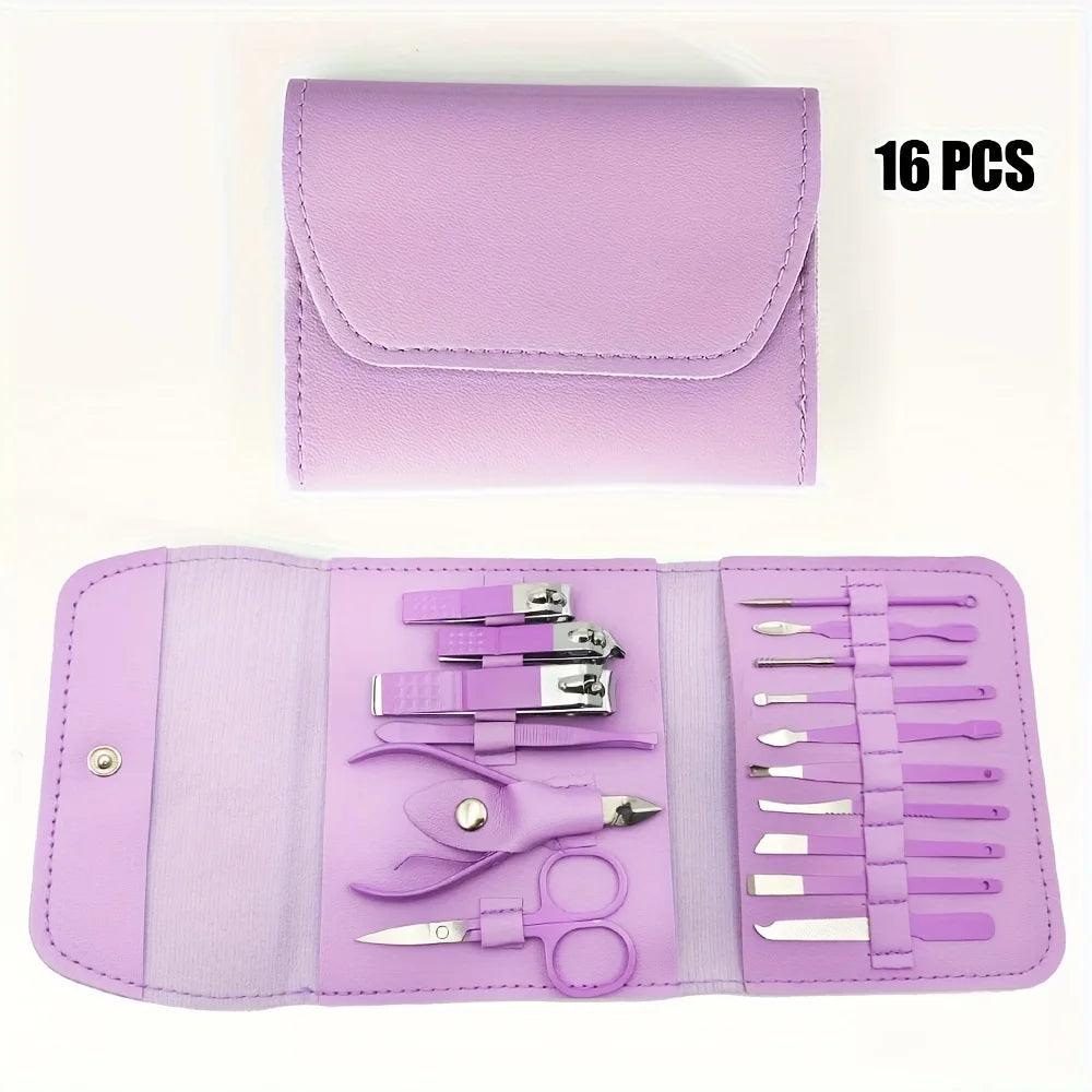 16pcs Nail Clippers and Nail Trimming Tool Set, a Professional Nail Clipper and Pedicures Tool Kit That Is Easy to Carry