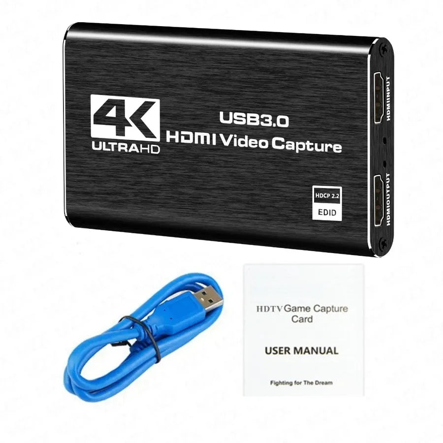 4K USB 3.0 Capture Card – HDMI-inspelningskort för PC, PS4/5, Xbox & OBS Streaming, 1080p/60Hz