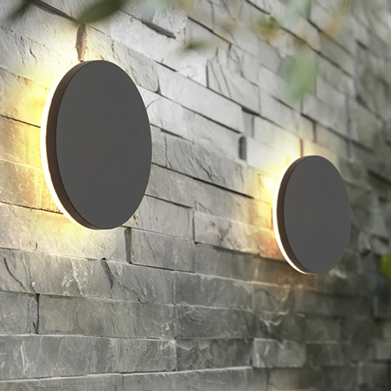 Modern LED Vägglampa Utomhus – IP65, Svart Aluminium, Rund/Fyrkantig, 12W, Varmvit/Neutral/Kallvit, Ø15/18cm