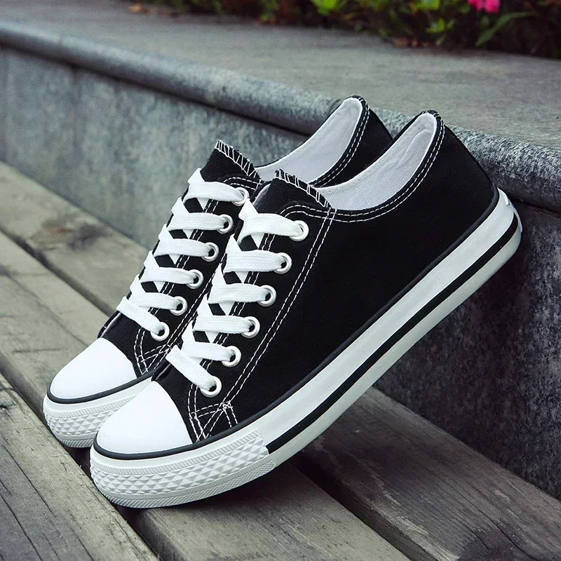Herr canvas sneakers med snörning – Andningsbara, låg profil, sommar & fritid, storlek 36–44, 4 färger