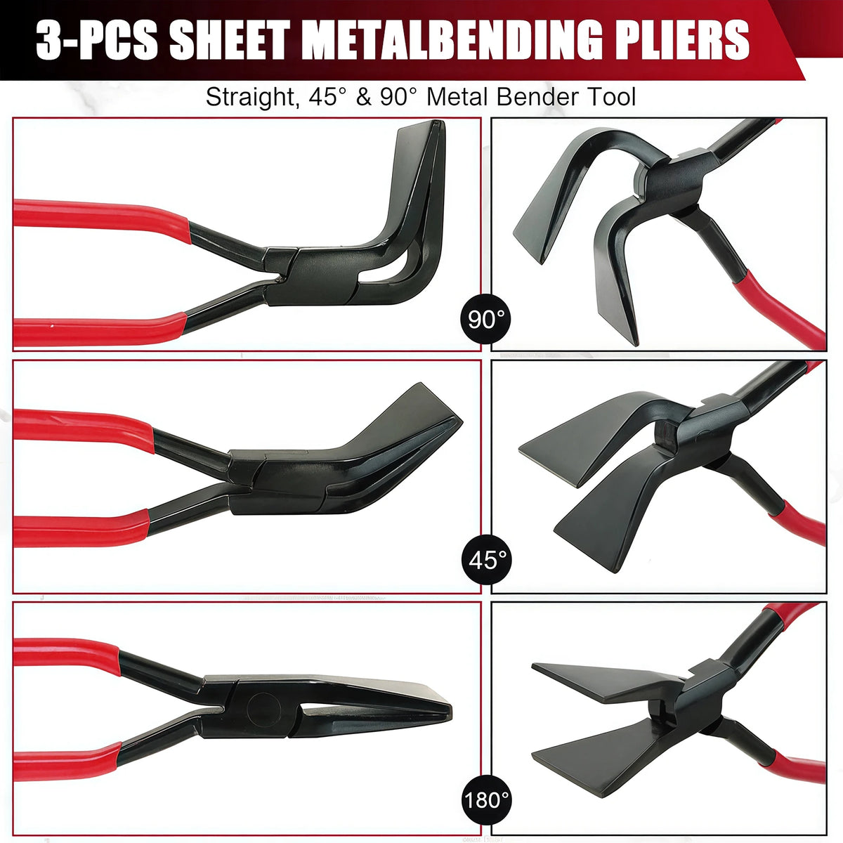 Allsome ST155 plåttångsset, 3 delar med raka, 45° och 90° käftar