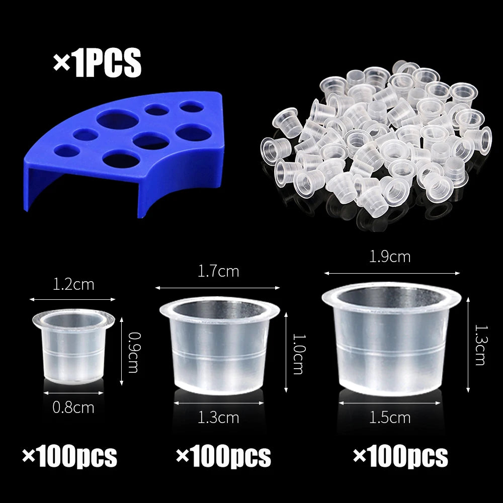300pcs Tattoo Ink Caps with Cup Holders Set Small Medium Large Ink Cups And Cup Holder for Ink Container by ArtSuppliesPro
