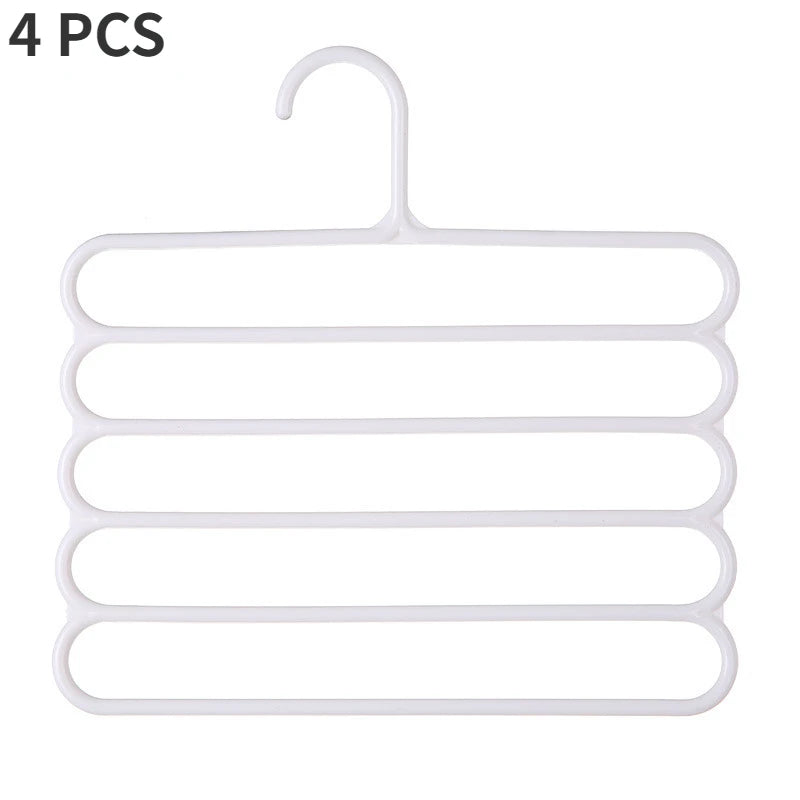 4 pcs Pants Rack Multifunctional Household Saving Space Multi Layer Trousers Hanger Pants Closet Color Clothes Peg 5 Layers