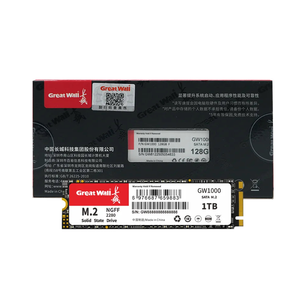 Great Wall M2 NGFF SSD 128GB 256GB SSD M.2 SATA 2280 1TB 512GB HDD 2TB Hard Disk Solid State Drives for Desktop Laptop