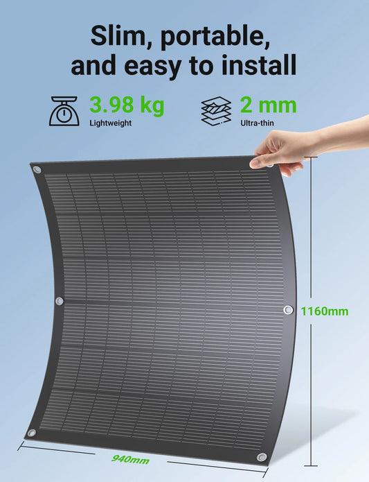 800W Balkongsolcells-kit – 4×200W Flexibla Solpaneler + 800W Mikroväxelriktare, Plug & Play, WiFi-övervakning, IP67, CE, EU-lager (Tyskland)