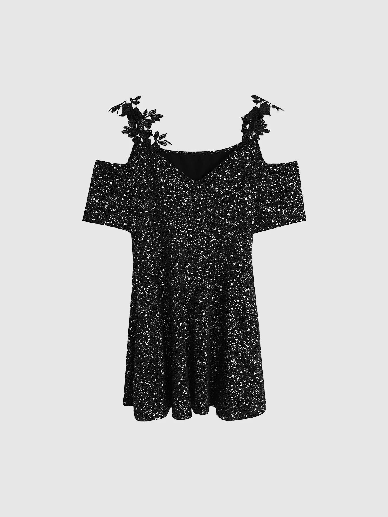 Plus Size Glitter Peplum Top Cold-Shoulder Stretchy Party Blouse Glam Evening Top