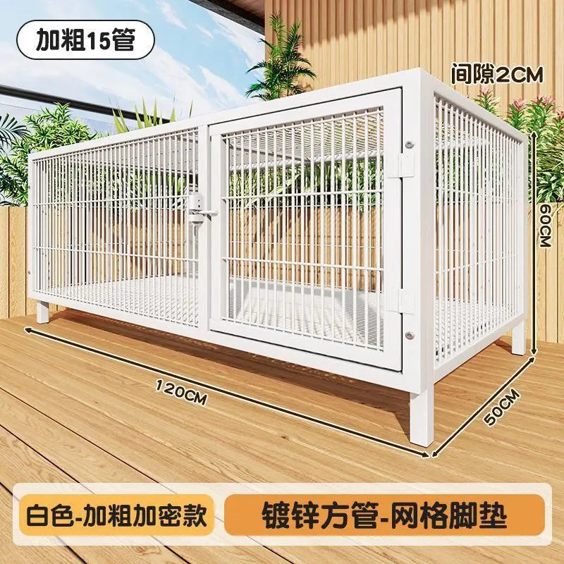 Large Heavy Duty Dog Crate for Large Medium Dogs Indoor Outdoor Portable Foldable Metal Wire Kennel with Tray for Labrador