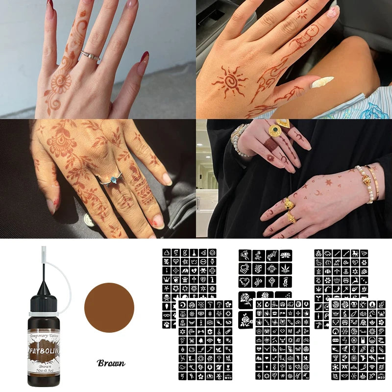 DIY Temporary Tattoo Kit with Stencils-7 Vibrant Colors with 6 Stencil Sheets Ttotal 288 Patterns,Body Art Paints for Halloween