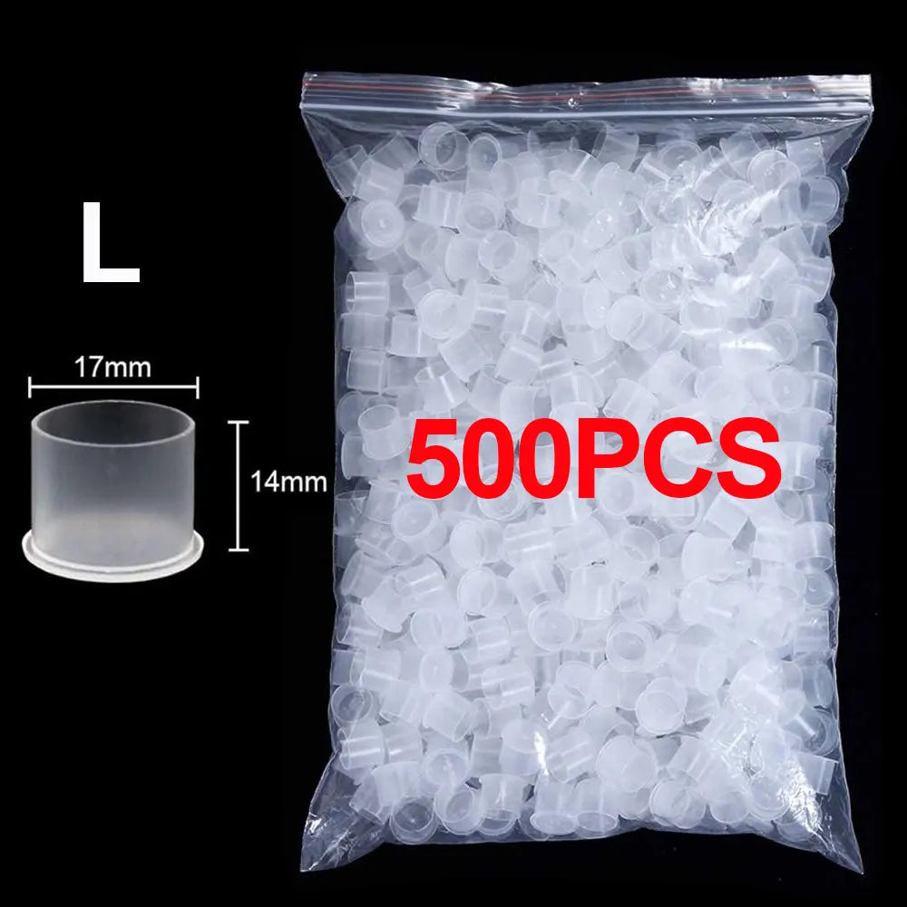 1000/500/100pcs Plastic Tattoo Ink Cups Caps with Base Clear Self Standing Ink Caps Tattoo Pigment Cups for Tattoo Ink Supply