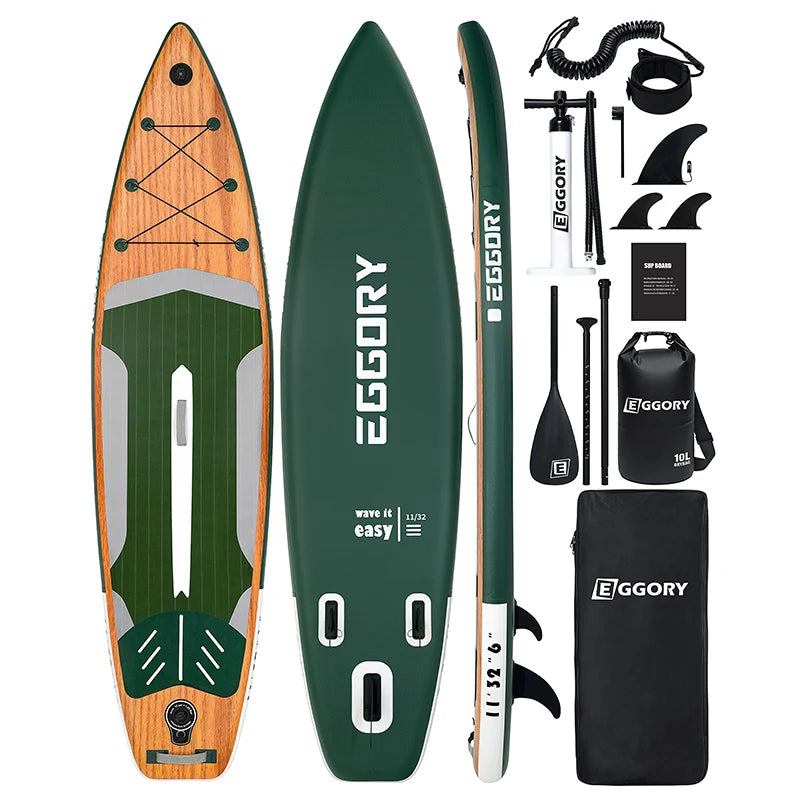 EGGORY Uppblåsbar SUP-bräda – Ca 335 cm, 7 Designs, Komplett Set, Skickas från Tyskland