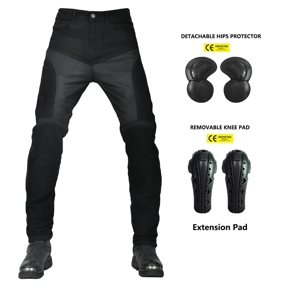 Motorcykelbyxor för män Sommar Mesh Svart Retro Slim Fit