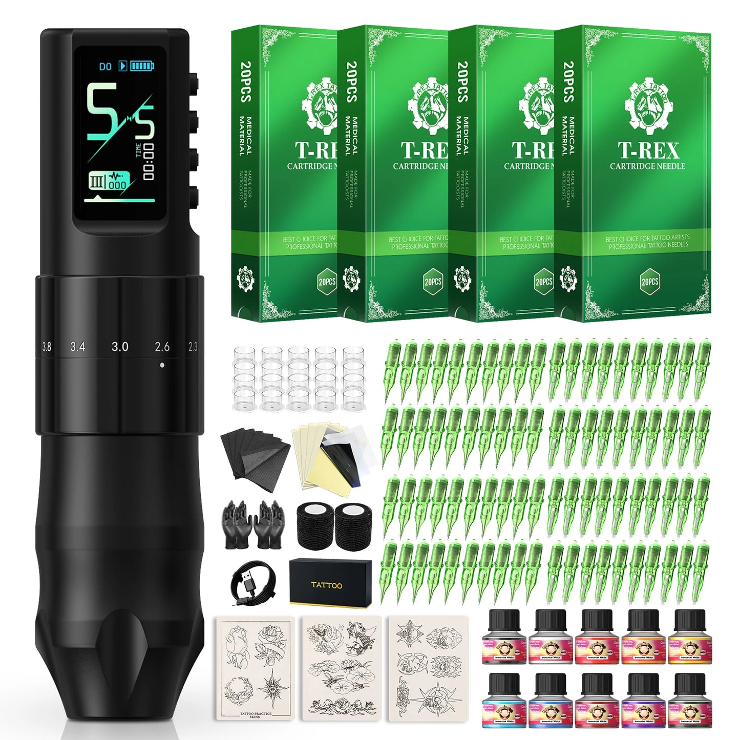 XNET Nebula Wireless Tattoo Machine Full Kit With Tattoo Printer 7 Strokes 1600mAh Battery Tattoo Set For Beginners for Tattoo