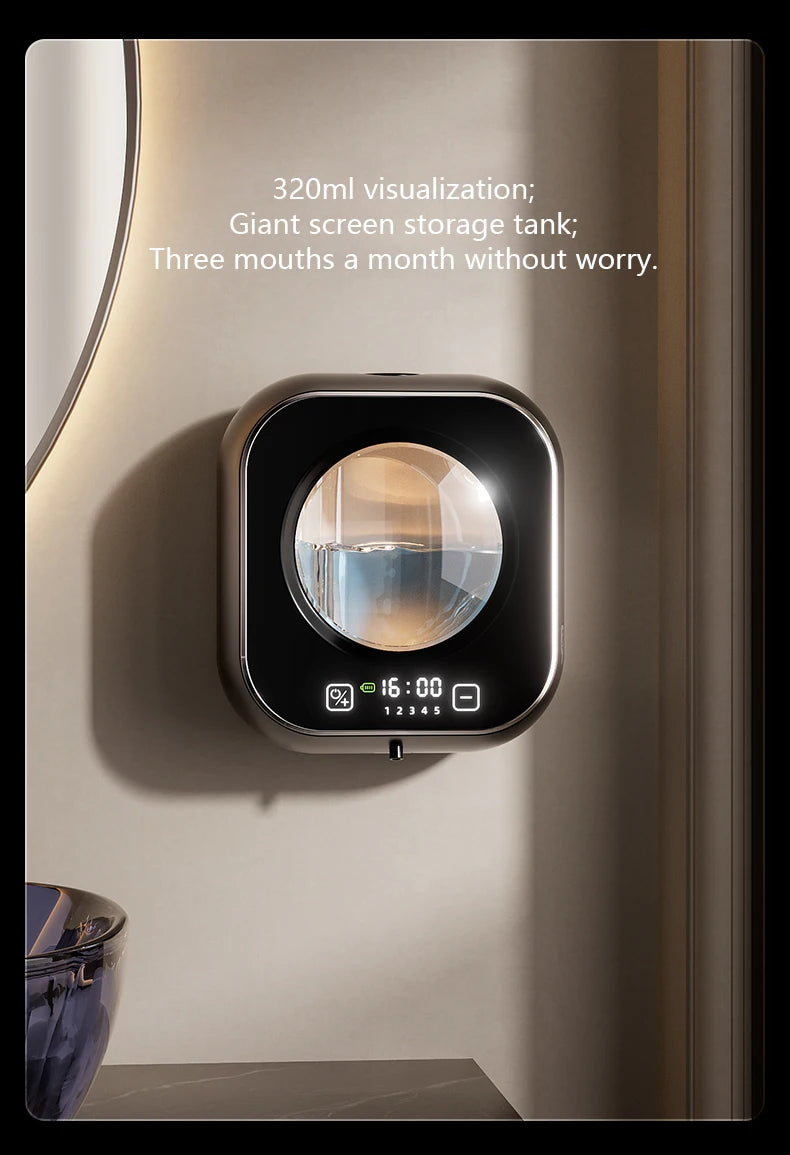Wall Mounted Automatic Soap Dispenser with Large Capacity Non-contact Rechargeable Sensor Kitchen with LED Intelligence Cleaning