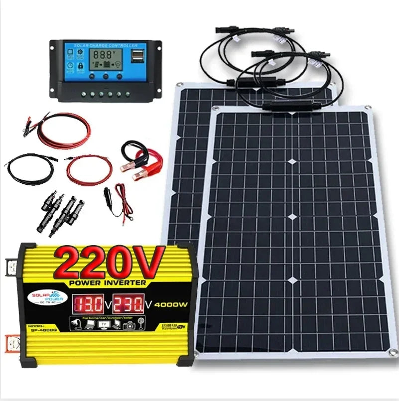 6000W Solar Panel Inverter Kit Solar Controller Waterpfoof Camping Solar Power 110V-220V Generation Intelligent Charging Board