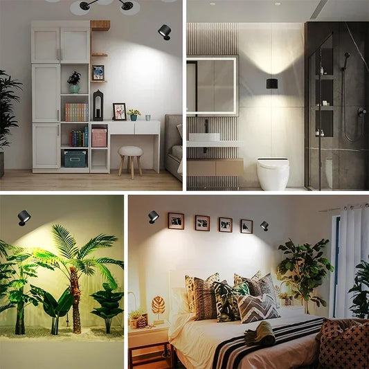 LED Dubbelhuvud Vägglampa – Touch, Fjärrkontroll, 360° Roterbar, USB-laddning, Trådlös