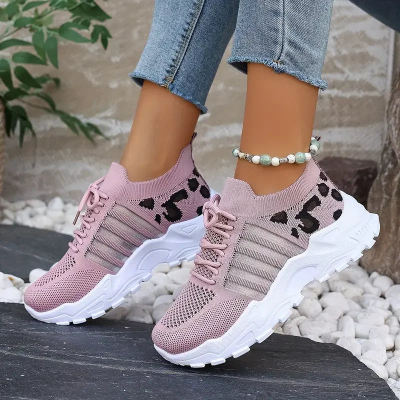 Dam sneakers med leopardmönster – Lätta, andningsbara, canvas, slip-on, storlek 36–43, 11 färger