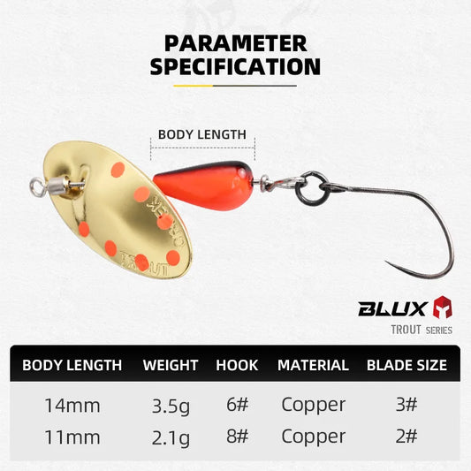 BLUX AR-S Roterande Spinnare Metallbete 2.1g/3.5g Enkelkrok