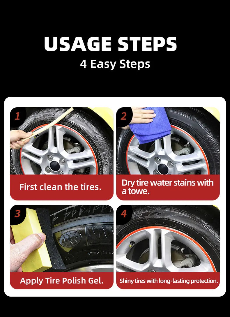 150g Tire Shine & Retread Wax - Durable Anti-Aging Gloss Enhancer for Car Tires, Blackening Care Agent